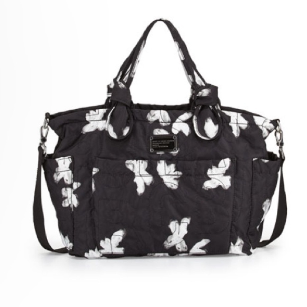 Marc by Marc Jacobs Pretty Nylon Painted Flower Diaper Bag Black - White…